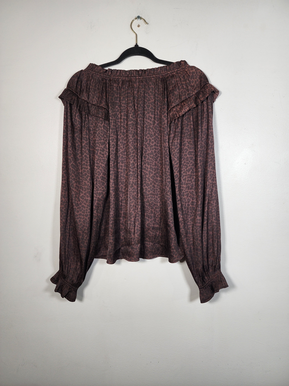 GAP Brown Leopard-Print V-Neck Ruffle Blouse - Picture 6 of 6